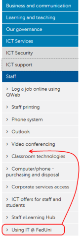 Example navigation menu