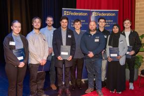 GPG Scholarships - Gracie Sherman, Joshua McMahon, Carl Norden, Sami Hadi, Ned Cotter, Bahnam Butrus, Tahesin Ghodke, and Matthew Braby