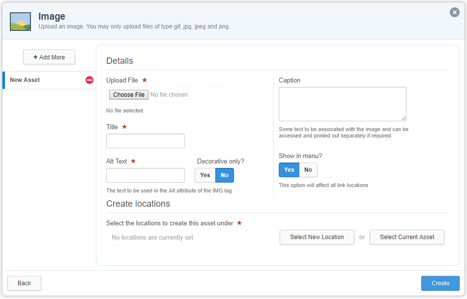 New Image Wizard interface