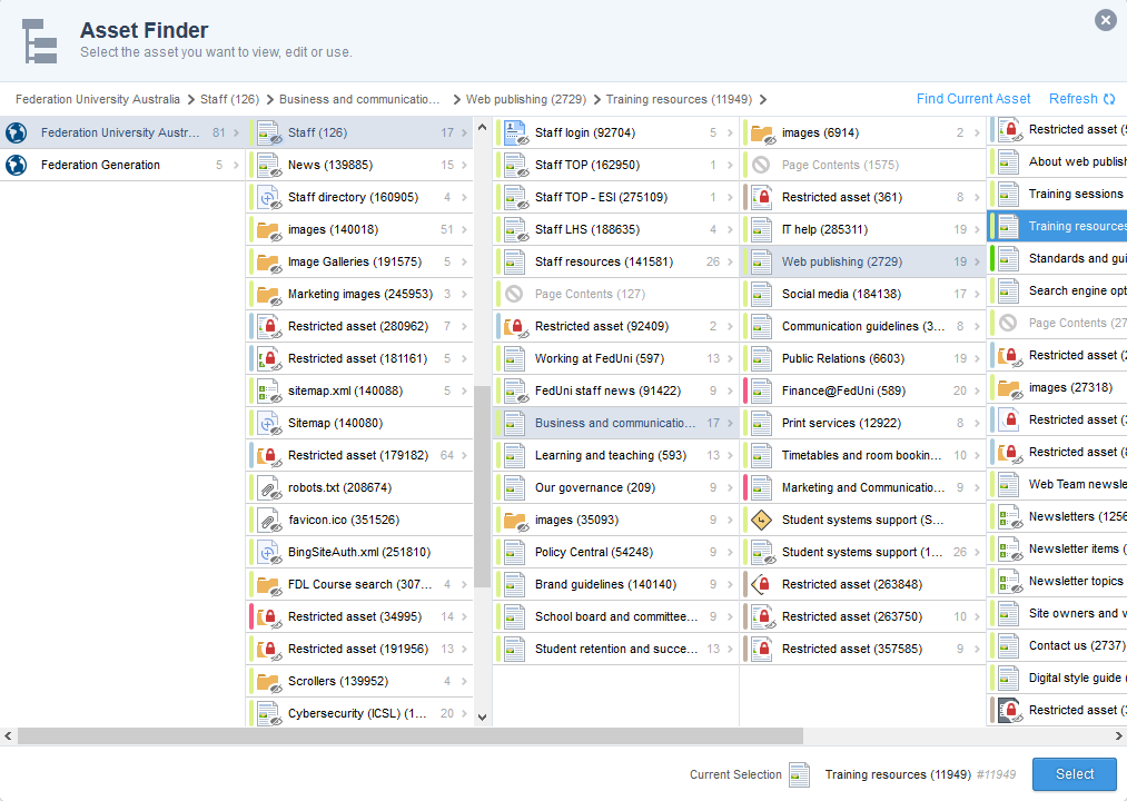 Asset Finder listing