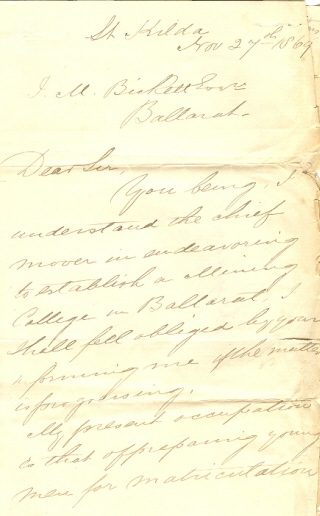 Letter to James Bickett, 1869 (Cat. No. 500.8)