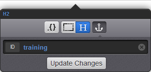 ID field to enter anchor name into, example uses training