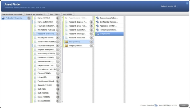 Asset Finder listing