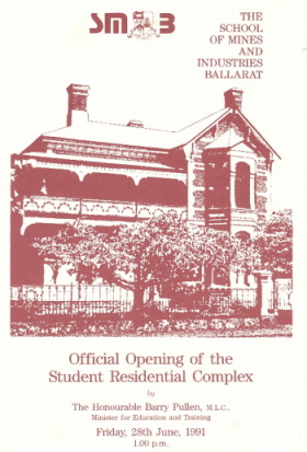 Programme from the opening of the student Accommodation Complex, 1991