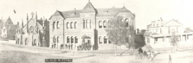 Ballarat School of Mines, showing former Circuit Court on right hand side, c1905